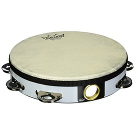 Remo Tambourine, Pretuned, 8" Diameter, 8 Pairs Jingles x 1 Row, QUADURA® White