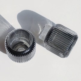 Woho Grey Votive Candle Holders for Table Centerpiece Set of 2, Glass Votive Candle Holder for Home Decor, Tealight Candle Holder Bulk for Birthday