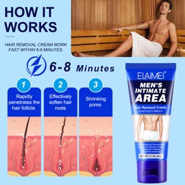 Hair Removal Cream for Intimate, Armpits, Legs, Arms, Bikini Face And Lines, Smoothing Depilatory, Gentle And Calming Formula, Suitable For All Skin Types 2.1 0Z (Men)