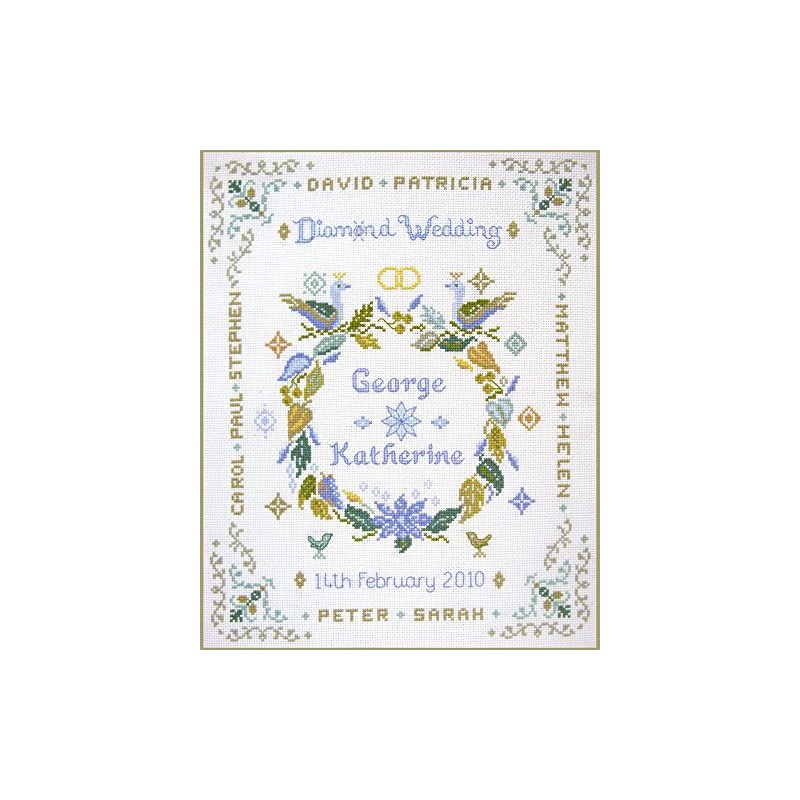 Diamond Wedding Anniversary Sampler - Complete Cross Stitch kit on