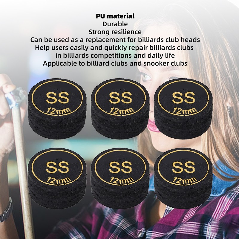 6pcs Pool Billiard Cue Tips 12mm Billiard Pool Cues Tips