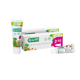 GUM Kids Toothpaste 3+ | Specially Designed for Milk Teeth | Gel Texture | Strawberry Flavour | 50ml | 2 x 50ml (with 1 Bonus Sample)
