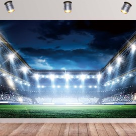 7x5ft Football Field Backdrop Stadium Soccer Competition Photography Background Spotlight Auditorium Sports Theme Decorations Man Boy Birthday Party Portrait Banner Photo Booth Props