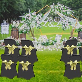 HAINARverS HAINARverS Stretch Spandex Folding Chair Covers 30PCS Universal Fitted Chair Cover Protector for Wedding,Party, Banquet, Holidays, Celebration, Decoration (Black, 30 PCS)