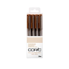 Copic Markers Multiliner Sepia Pigment Based Ink, 4-Piece Set