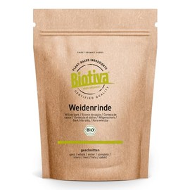 Organic Willow Bark Tea 250 g – Dried Willow Bark – Salicis Cortex – Bottled and Controlled in Germany Biotiva