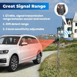 Wuloo 1/3Mile Range Wireless Solar Driveway Alarms PIR Motion Detectors Sensors