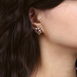 Inateannal Vintage Ruby Maple Leaf Earrings Crystal Maple Leaf Earrings Red Autumn Leaf Stud Earrings Zirconia Maple Leaf Earrings Gold Leaf Stud Earrings Jewellery for Women and Girls, Zinc, No