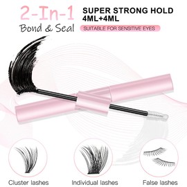 LOPHE Eyelash Binding and Waterproof Seal, Eyelash Glue and Sealer Black Eyelash Glue Lash Bond, Eyelashes Individually Waterproof Strong 2-in-1 Lash Glue for DIY Eyelash Extension at Home
