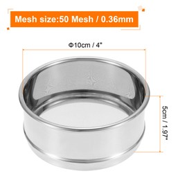 PATIKIL 50 Mesh Lab Sieve, 4" Diameter Test Sieve 304 Stainless Steel Wire Cloth (0.36mm) for Industrial Laboratory