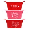 LLE Plastic Valentines Day Red Buckets with Handles & Printed