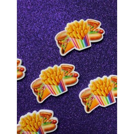 5pc Rainbow, Fries, Pizza, Hot Dog, Hamburger, Best Friends, so Kawaii! Planar