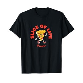 Slice of Life - Retro Cartoon Pizza Character Art T-Shirt