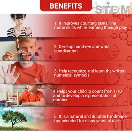 Montessori Peg Board Toys - 幼児学習玩具 - 木製のおもちゃを数える – 数学の操作 – 幼児のための数字 – Montessori Toys 3歳と幼稚園の学習活動用