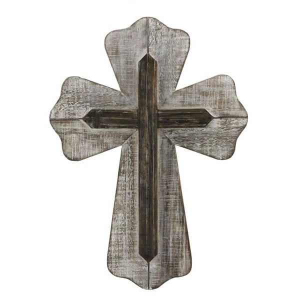 16"H X 12"L 2 Layer Wooden Cross, Easter, Religious