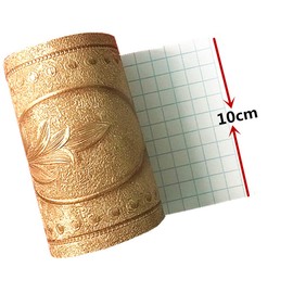 Yija 5 Meters Royal Peony 3D Self Adhesive Peel and Stick Waterproof Wall Border Easy to Apply 4 Inch by 16.5 Feet (Gold)