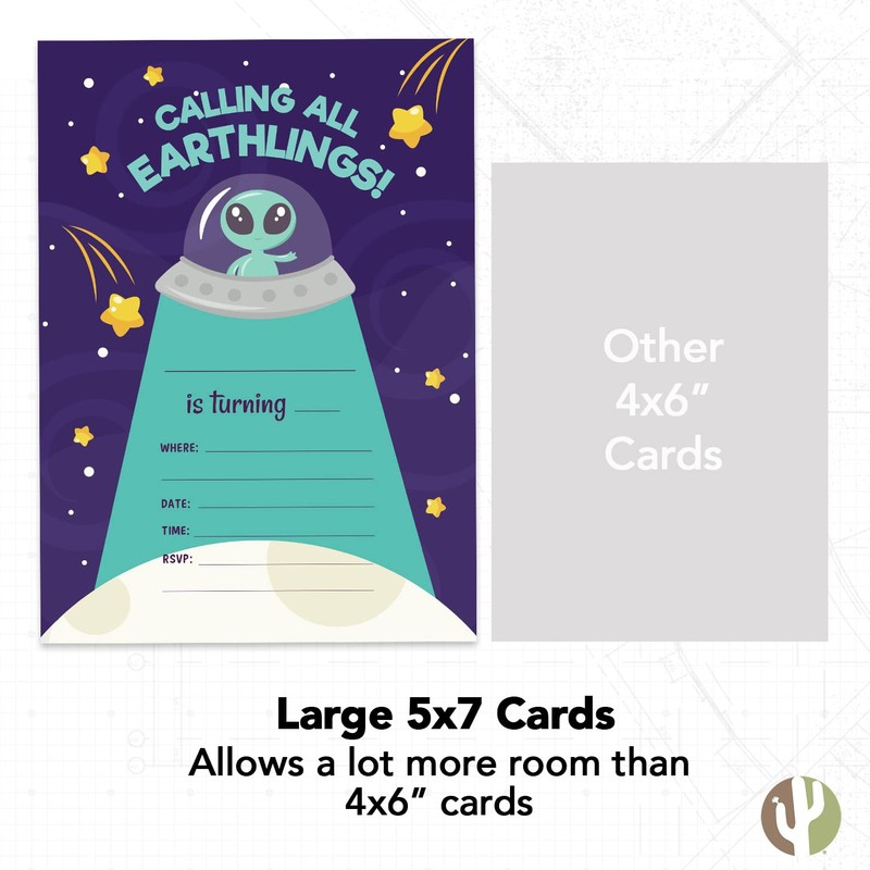Desert Cactus Alien Style 2 Happy Birthday Invitations Invite Cards