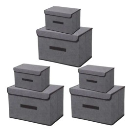 6pz Cajas Organizadoras De Tela Plegables Con Tapas Resiste