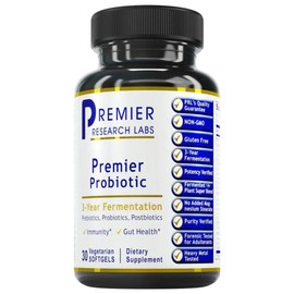 Premier Research Labs Premier Research Labs Premier Probiotic - Pre Pro Post Biotics for Women & Men, Quad Biotic, Quadbiotic, Prebiotics, Probiotics, Postbiotics & Phytobiotics - 60 Vegetarian Softgel Capsules