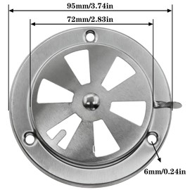 safycaby BBQ Smoker Air Vent Stainless Steel Grill Vent Replacement Parts for Adjustable Airflow Stainless Steel Grill Damper Smoker 1PCS