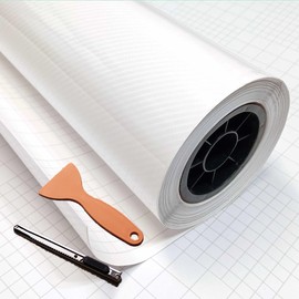 DIYAH 6D High Gloss White Carbon Fiber Vinyl Bubble Free Air Release Car Wrap Film Automotive DIY Decals with Hand Tools (72" X 60" / 6 FT X 5 FT)