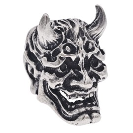 KMOATIM Japanese Devil Hannya Paracord Bead - Copper EDC for Knife Lanyard Parachute Cord Charms DIY Keychain Handcrafted (Silver Brass)