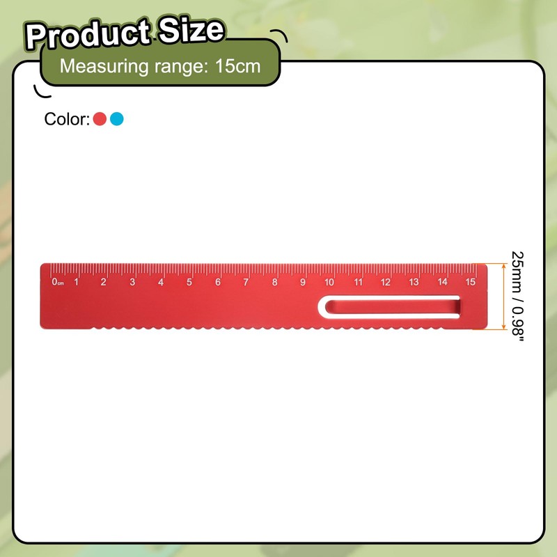 sourcing map 2pcs Straight Ruler 15cm Metric Metal Aluminum Alloy