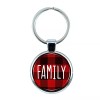 Family Christmas Red Plaid Keychain with Epoxy Dome and Metal