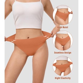 DEANGELMON Thongs for Women Seamless Womens Underwear Pack No Show Breathable Panties Medium