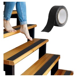 Cinta antideslizante transparente autoadhesiva, tira antiderrapante de seguridad para escaleras, baños, pisos, duchas y rampas, resistente al desgaste, impermeable y anticaídas. (Negro)
