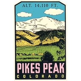 Pikes Peak Colorado Altitude 14,110 Ft. Vintage Decal Sticker Souvenir Skateboard Laptop