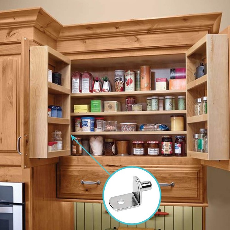 6mm L-Shaped Support Shelf Bracket Pegs with Hole, Polished Nickel