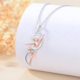 ROMANTICWORK Ballerina Gifts Ballet Necklace 925 Sterling Silver Dance Recital Gifts Ballerina Dancer Pendant Dance Jewelry Ballet Gift for Women