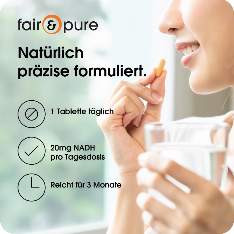 Fair & Pure NADH 20 mg Daily Dose, 90 Tablets,