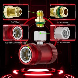 HTOMT R1234yf Adapter,Adjustable R1234yf Quick Couplers Adapter,Air Conditioning Line Repair Tools High/Low Side Connectors R1234yf Quick Coupler Kit,r-1234yf Adapter Set of 2