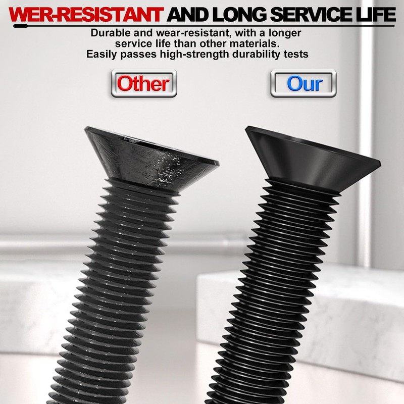 Drenky M6 Hex Socket Countersunk Bolts, Black Screws Countersunk DIN