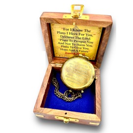 for I Know The Plans I Have for You Engraved Compass with Wooden Case – Commando Antique Finish | Jeremiah 29:11 Inspirational Gift | Perfect for Graduation, Retirement, Birthdays