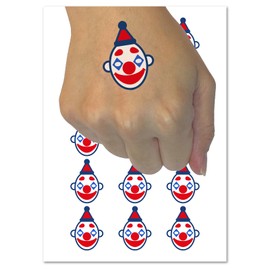 Classic Clown Head Circus Carnival Temporary Tattoo Water Resistant Fake Body Art Set Collection - 15 2" Tattoos (1 Sheet)