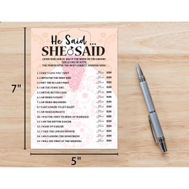 Bridal Shower Game Cards, He Said She Said Game, Brid with Holding Flowers Pink Engagement Party Cards For Wedding, Set of 30 Cards(Dress002)