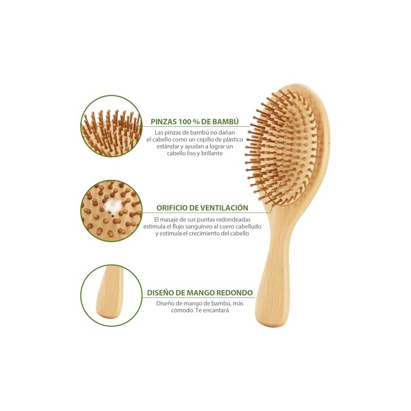 7 PCS Peine de Madera Bambu,Cepillo Bambu Cabello,Peine para Masaje