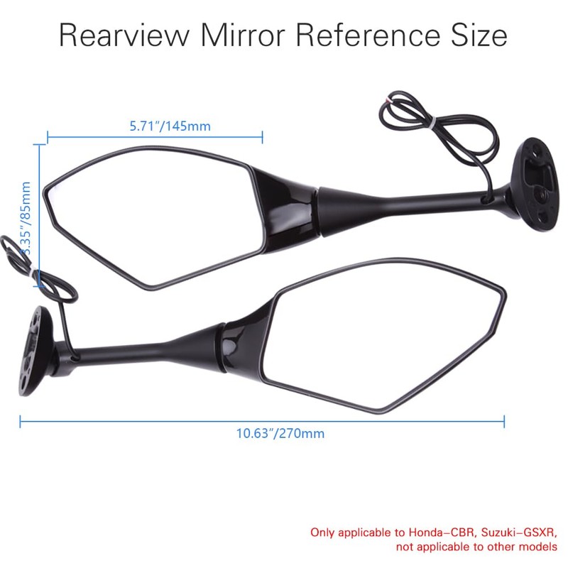 Motorcycle LED Turn Signal Rearview Mirrors with Arrow compatible with