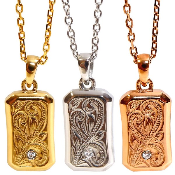 Jurice Hawaiian Jewelry Necklace Plate Scroll Wave Stone Cubic Zirconia