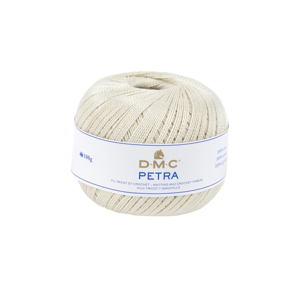 DMC Petra Yarn, 100% Cotton, Cream (ECRU), Size 3