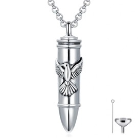 PELOVNY Hummingbird Urn Necklace 925 Sterling Silver Bullet Ashes Pendant Cremation Jewelry for Mothers Day Birthday Christmas Gifts Men Women