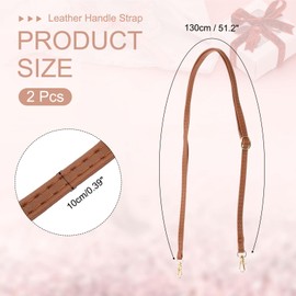 PATIKIL Leather Purse Handle Strap, 2 Pcs 51 Inch Adjustable Length Handbag Strap Replacement DIY Clutch Bag Handle Strap Repair Accessories, Brown