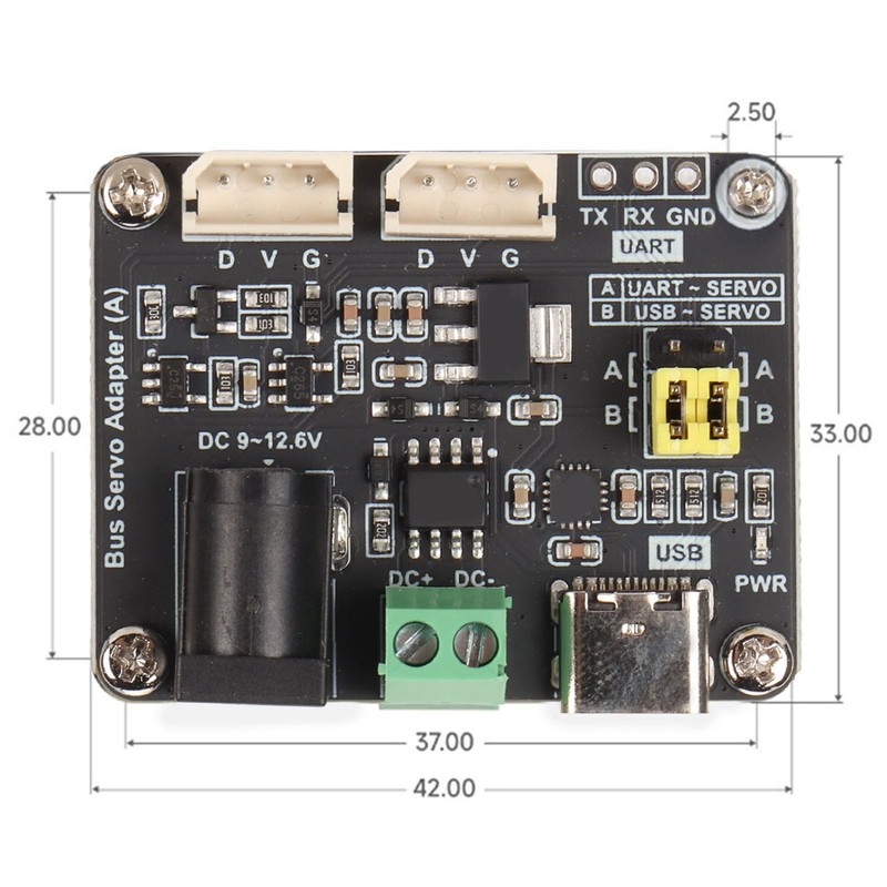 Bus Servo Driver Board 9 to 12.6V Input UART 5.5x2.1mm