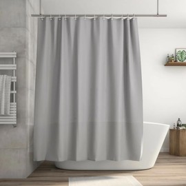LSXD Cortina de Baño Tela 180cm x 180cm, Cortina de Ducha Impermeable con Ojales de Metal & 12 Ganchos, Cortina Regadera Antimoho, Lavable a Máquina, Shower Curtain Apto para Hoteles,Casa(Gris)