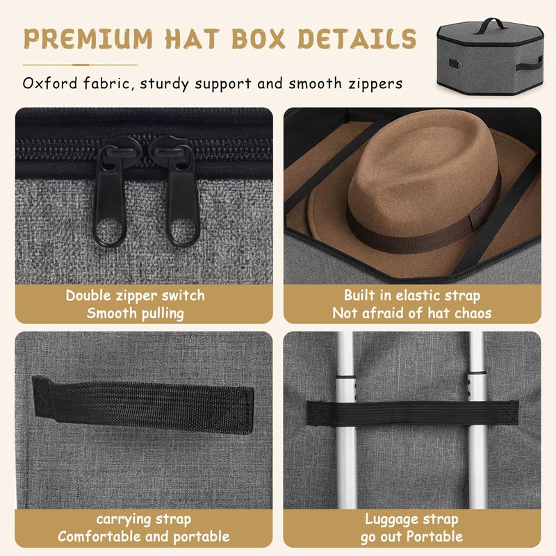 Dexpally Hat Boxes with Lids, Hat Storage Box for Travel,