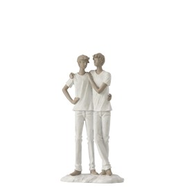 J-Line Figurine Two Men, Brothers or Partner Gift, Modern Statue Made of Polyresin, Gift for Brothers, Partners and Birthdays, Modern Decorative Figures for Living Room, 26 cm High