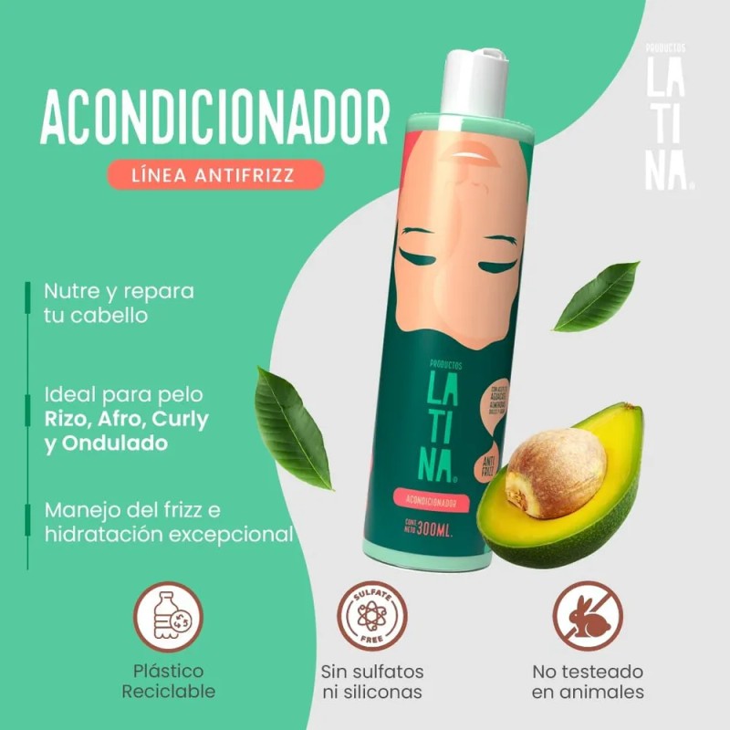 Kit Latina 4 Pzs Shampoo Anti Frizz Activa De Rizos